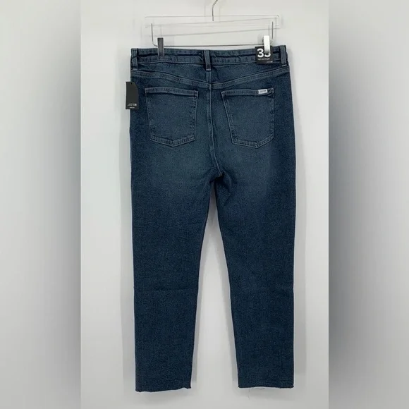Joes Jeans high rise straight leg denim indigo blue worn raw hem women new 33 - Picture 3 of 5
